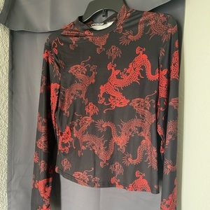 Dragon mock neck long sleeve shirt